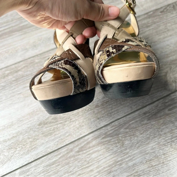 Michael Kors  Niki Cross Strap Genuine Snakeskin Stiletto Heels Sandals - Picture 5 of 14